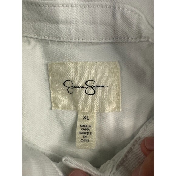 Jessica Simpson Jacket Womens Size XL White Button Front Pocket Long Sleeve - Picture 4 of 7